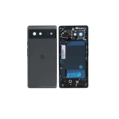 Original Cache Battere Vitre Arrière PULLED Noir Carbone pour Google Pixel 6 (Grade A)