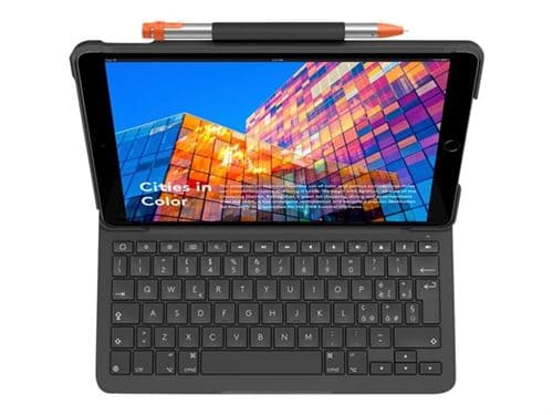Logitech Slim Folio - Clavier et étui - sans fil - Bluetooth - QWERTY - Italien - graphite - pour Apple 10.5-inch iPad Air (3ème génération)