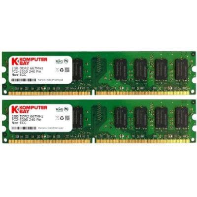 Komputerbay Mémoire Ram Lot De 2 Barrettes De Mémoire Vive 240 Broches Pc2 5300 Ddr2 Dimm 667 Mhz 2 X 2 Go