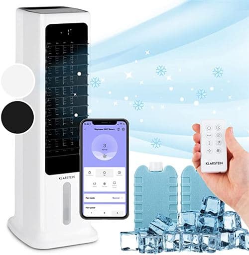 Rafraîchisseur d'air mobile - 360° oscillation - Ventilateur climatiseur mobile sans évacuation - 450 m³/h - 6l - Blanc