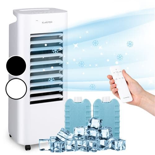 Rafraîchisseur d'air - Klarstein IceWind Max - Ventilateur - 60W - Refroidisseur d'air - 330 m³/h - Humidificateur - Minuterie - Télécommande - Blanc