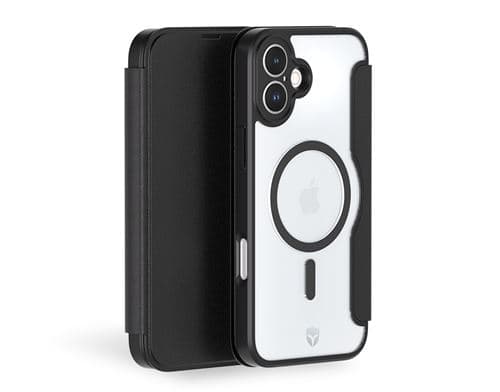 Etui Folio Renforcé Forcecase compatible MagSafe pour iPhone 16 Noir