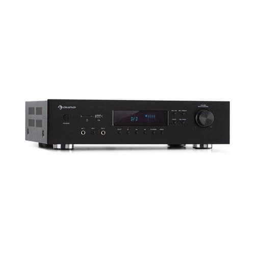 auna AMP-H260 - Amplificateur Bluetooth 5.1 : 2 x 100 W+ 3 x 20 W RMS, Bluetooth/ USB / SD, tuner radio FM, télécommande incluse - Noir