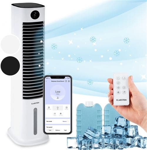 Rafraîchisseur d'air mobile - avec télécommande - Ventilateur climatiseur mobile sans évacuation - 480 m³/h - 8l - Blanc