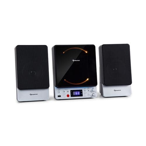 auna Microstar Sing - Micro chaîne avec système karaoké , lecteur CD , Bluetooth & USB , télécommande - Noir