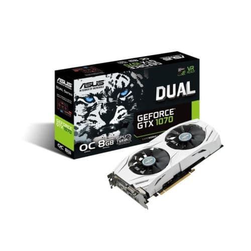 ASUS DUAL-GTX1070-O8G - OC Edition - carte graphique - GF GTX 1070 - 8 Go GDDR5 - PCIe 3.0 x16 - DVI, 2 x HDMI, 2 x DisplayPort