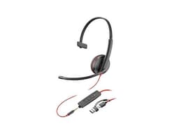 HP Poly Blackwire 3215 - Blackwire 3200 Series - micro-casque - sur-oreille - filaire - jack 3,5mm, USB-C - noir - Certifié pour Skype for Business, Certifié Avaya, certifié Cisco Jabber, certifié UC