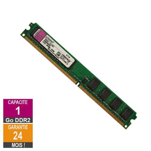 Barrette Mémoire 1Go RAM DDR2 Kingston KVR800D2N5K2/2G Low DIMM PC2-6400U