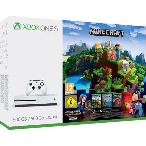 Pack Console Microsoft Xbox One S 500 Go Minecraft + 3M Live