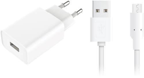 Chargeur secteur USB 2.4A et câble micro USB 1 mètre On Earz Mobile Gear Blanc