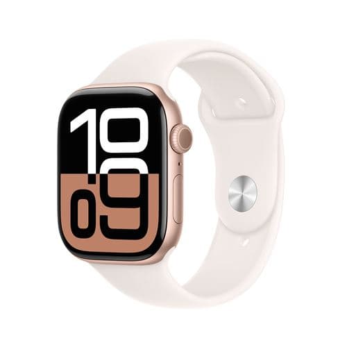 Apple Watch Series 10 GPS 46mm Boîtier en Aluminium Rose Gold avec Bracelet Sport Rose Tendre S/M