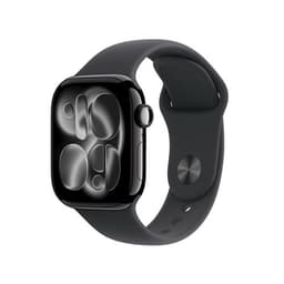 Apple Watch Series 11 GPS 42mm Boitier en Aluminium Noir de Jais avec Bracelet Sport Noir - S/M