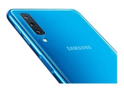 Samsung Galaxy A7 (2018) - 4G smartphone - double SIM - RAM 4 Go / Mémoire interne 64 Go - microSD slot - écran OEL - 6" - 2220 x 1080 pixels - 3 x caméras arrière 24 MP, 8 MP, 5 MP - front camera 24 MP - bleu