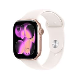 Apple Watch Series 11 GPS 46mm Boitier en Aluminium Or Rose avec Bracelet Sport Rose Tendre M/L