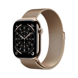 Apple Watch Series 11 GPS + Cellular 46mm Boitier en Titane Or avec Bracelet Milanais Or S/M