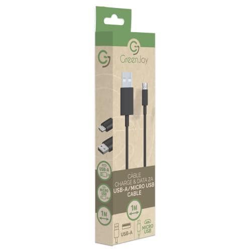 Câble charge et data Greenjoy Micro USB 2A 1m Noir