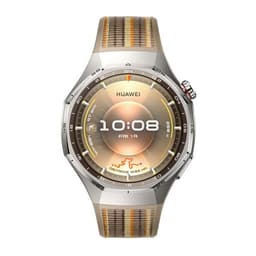 Montre connectée Huawei Watch GT6 Pro 46 mm Bluetooth Titane argenté avec bracelet tissé Marron