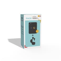 Pack Apple iPhone 14 6,1" 5G Double SIM 128 Go Noir Reconditionné par Reborn Grade A + Ecouteurs sans fil noir Neufs