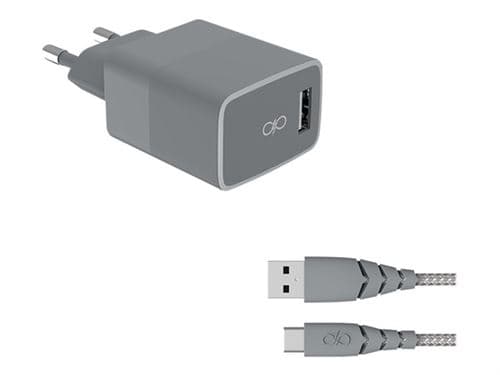 Chargeur secteur Force Power USB A + Câble USB C 1.2m Recycle Gris
