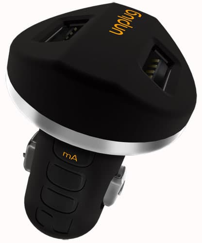 Unplug Chargeur allume-cigares/double USB avec câble de charge USB/Micro-USB - Noir