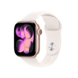 Apple Watch Series 11 GPS + Cellular 42mm Boitier en Aluminium Or Rose avec Bracelet Sport Rose Tendre M/L