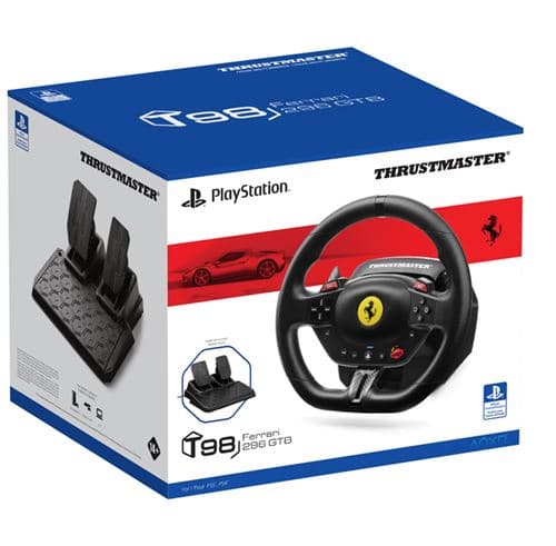 Volant gaming Thrustmaster Ferrari 296 GTB + Pédalier T98-P Noir pour PS4 PS5 et PC