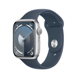 Apple Watch Series 9 GPS Boîtier en Aluminium Argenté de 45 mm avec Bracelet Sport Bleu Orage M/L