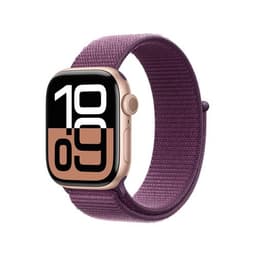 Apple Watch Series 10 GPS 42mm Boîtier en Aluminium Rose Gold avec Boucle Sport Prune