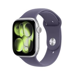 Apple Watch Series 11 GPS 46mm Boitier en Aluminium Argent avec Bracelet Sport Brume Violette - S/M
