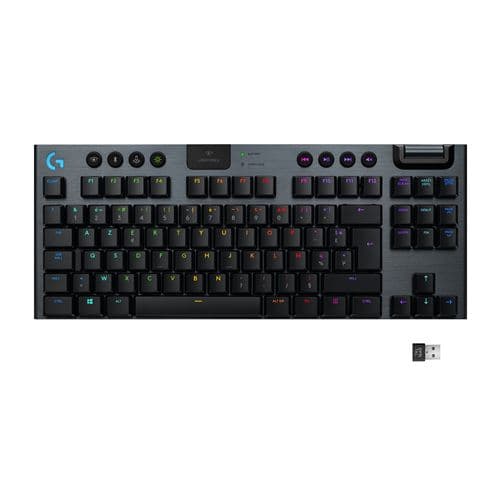 Clavier Gaming mécanique RVB sans fil Logitech G915 TKL Clicky RVB Lightspeed Noir carbone