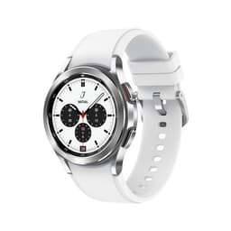 Samsung Galaxy Watch4 Classic - 42 mm - argent - montre intelligente avec bande de sport ridge - fluoroélastomère - blanc - affichage 1.2" - 16 Go - NFC, Wi-Fi, Bluetooth - 46.5 g
