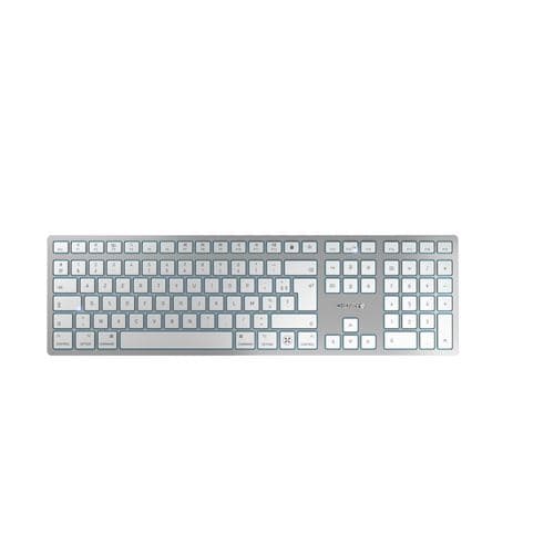 Clavier sans fil Azerty Cherry KW 9100 Slim Bluetooth Argent et Blanc pour Mac