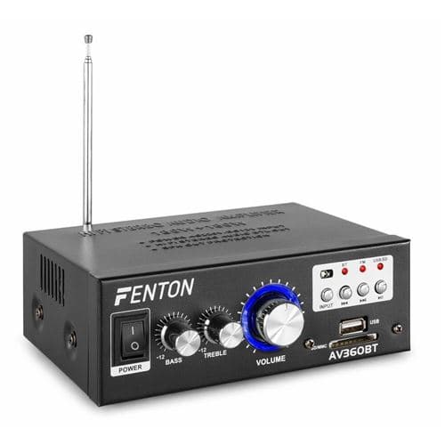 Fenton AV360BT Amplificateur stéréo Bluetooth 2 canaux , 80W RMS (2x40W à 8 ohms) , USB / SD / AUX