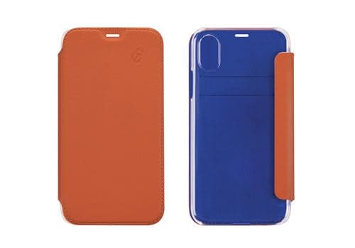 Etui folio en cuir Beetlecase Orange pour iPhone XR