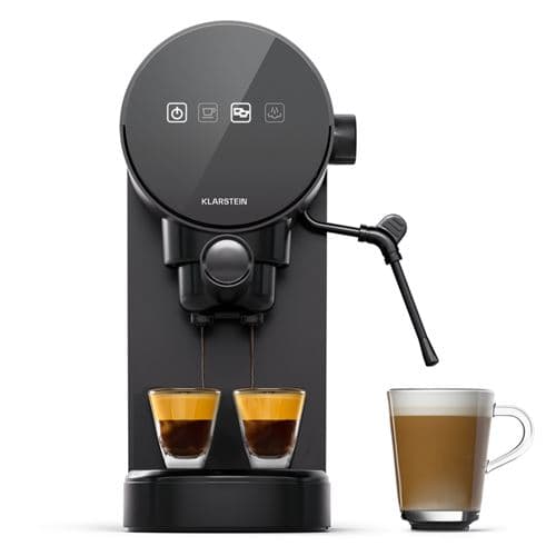 Klarstein Cafetière avec Mousseur de Lait, Machines à Café et Machines à Expresso 0.9L, 13 Noir