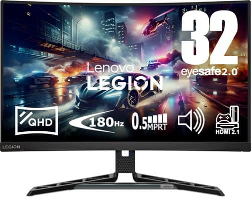 Ecran PC Gaming Lenovo Legion R32qc-30 32" Incurvé 180 Hz QHD Noir corbeau