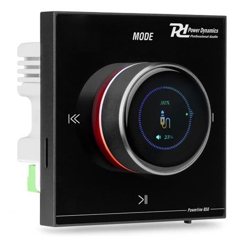 Power Dynamics Powerline B50B - Amplificateur Mural Audio 2 x 25W avec BT et Écran LCD - Noir