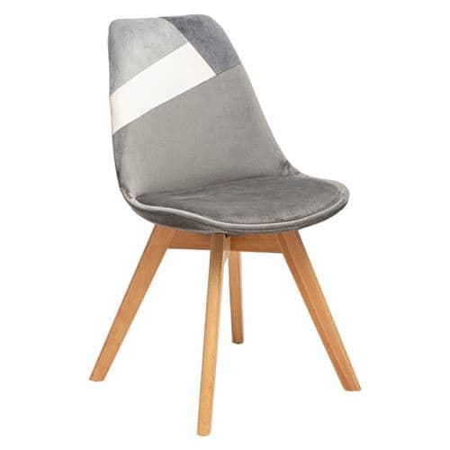 Chaise pieds bois patchwork gris Baya Atmosphera - Gris