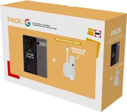 Pack Smartphone Google Pixel 7a 6.1" 5G Double SIM 128 Go Noir Charbon + Passerelle multimédia Chromecast avec Google TV Version 4K