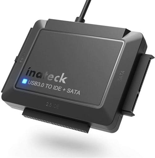 Inateck Adaptateur USB 3.0 vers IDE/SATA, Convertisseur pour 2.5/ 3.5 HDD/SSD Disque Dur, Un Secteur d’Alimentation 12V/2A et Un câble USB 3.0 Inclus