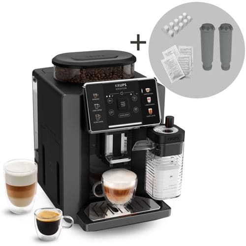Expresso avec broyeur Krups Sensation Lait EA912HF1 Gris anthracite + kit entretien