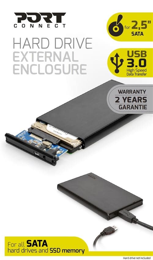 Boîtier pour Disque Dur Externe HDD 2.5" Port Designs Noir