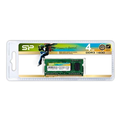 SILICON POWER - DDR3 - module - 4 Go - SO DIMM 204 broches - 1600 MHz / PC3-12800 - CL11 - 1.5 V - mémoire sans tampon - non ECC