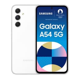 Samsung Galaxy A54 - 5G smartphone - double SIM - RAM 8 Go / Mémoire interne 256 Go - microSD slot - écran OEL - 6.4" - 2340 x 1080 pixels (120 Hz) - 3 x caméras arrière 50 MP, 12 MP, 5 MP - front camera 32 MP - blanc génial