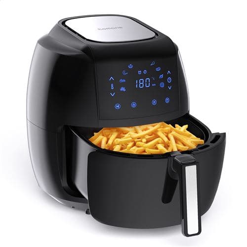 Tomons 5,5L Friteuse electrique sans huile Airfryer XXL Avec cuve amovible et Recette, 8 Modèles, Écran Tactile LED, 1800W