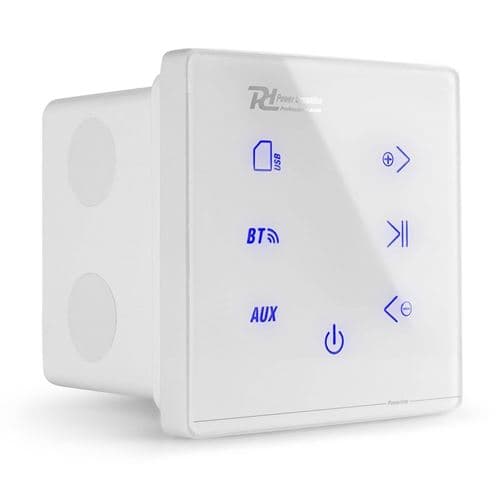 Power Dynamics Powerline A100W Amplificateur audio mural 4 x 20 Watts, Récepteur sans fil Bluetooth, USB et micro SD, Ecran tactile