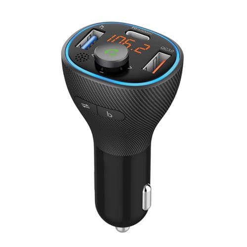 Transmetteur FM Bluetooth LED Wefix Noir kit mains libres