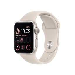 Apple Watch SE GPS 2ème génération, boîtier Aluminium Lumière Stellaire 40mm avec Bracelet Sport Lumière Stellaire