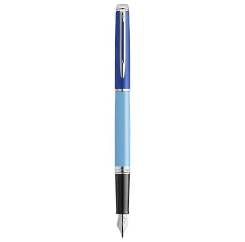 Coffret cadeau Waterman Hémisphère Stylo plume Finition palladium en Acier inoxydable Plume moyenne Bleu laqué