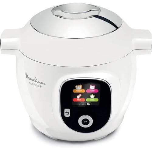 Multicuiseur Moulinex Cookeo CE854110 Intelligent 6 L 80 recettes Application MyMoulinex Écran intuitif Blanc 1600 W